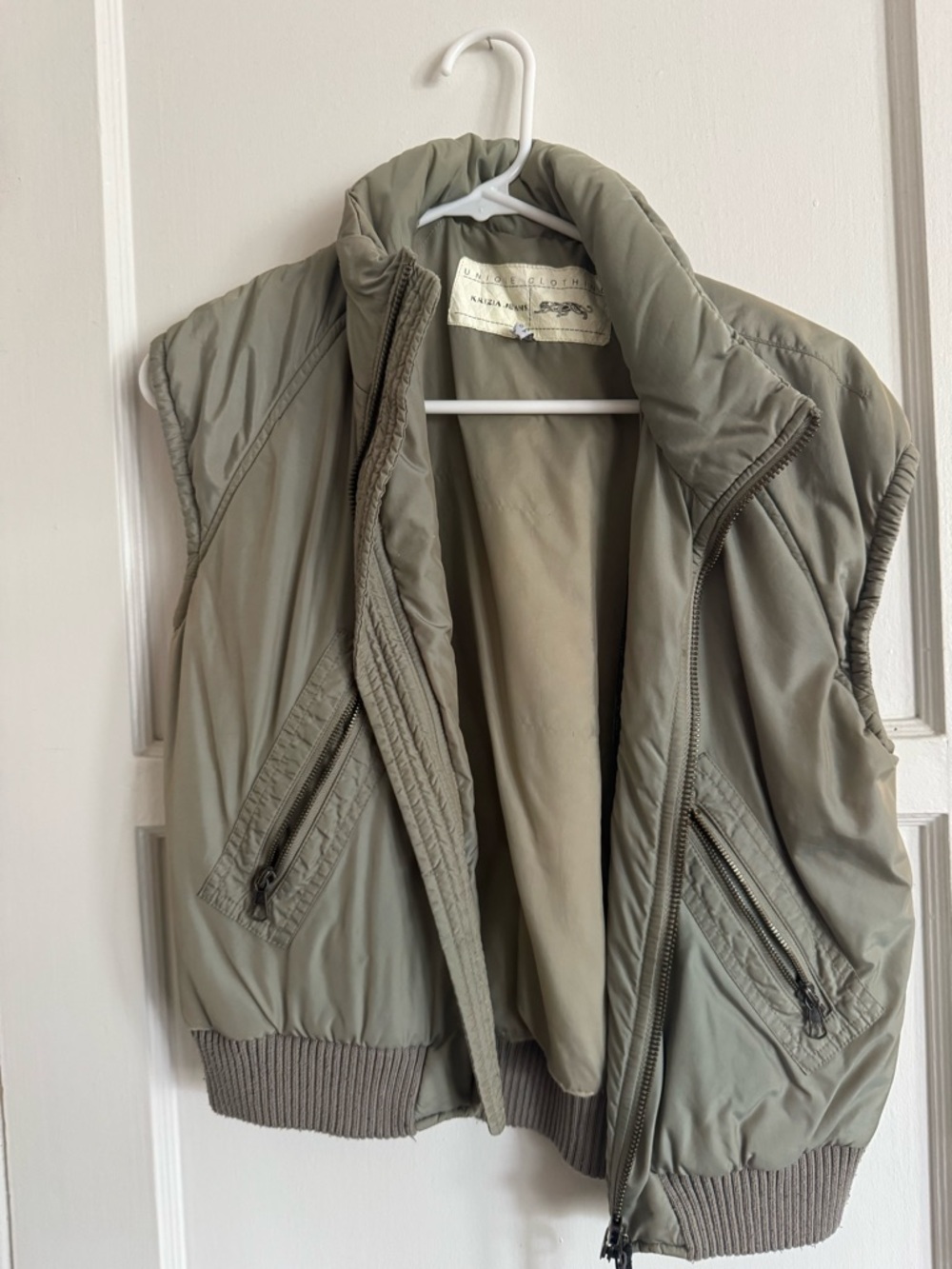 Krizia Jeans Vintage Light Olive Quilted Puffer Vest